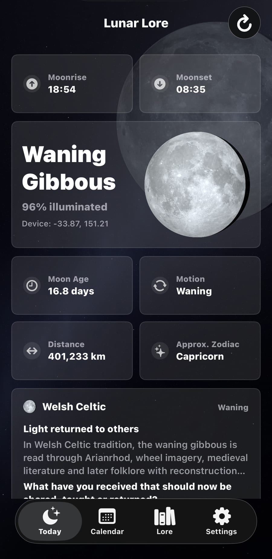 Lunar Lore iPhone screenshot
